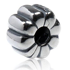 New PANDORA Sterling Silver Ribbed Clip RETIRED
